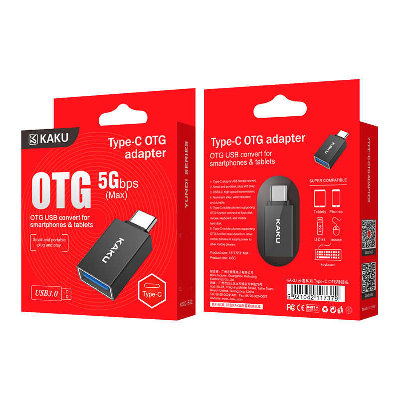 Kaku Type-C OTG Adapter, Black, KSC-532 YUNDI