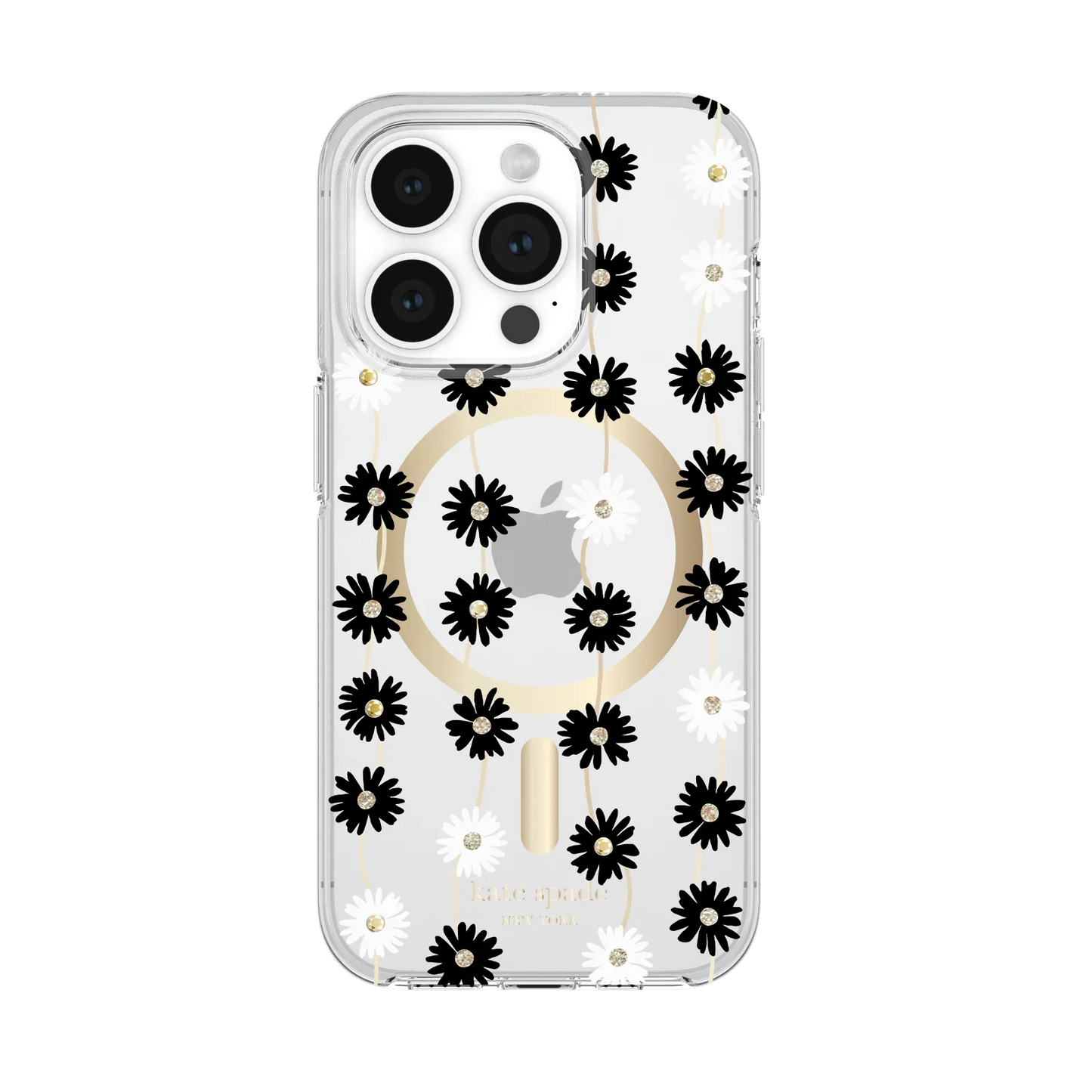 Kate Spade New York iPhone 15 Pro Max Protective Hardshell Case with MagSafe, Daisy Chain/Black