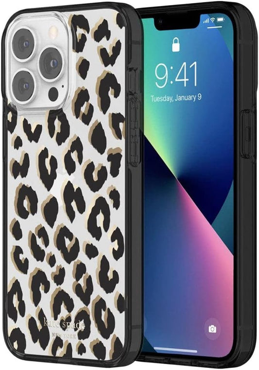 Kate Spade New York iPhone 14 Pro Max Protective Hardshell, City Leopard Black/G