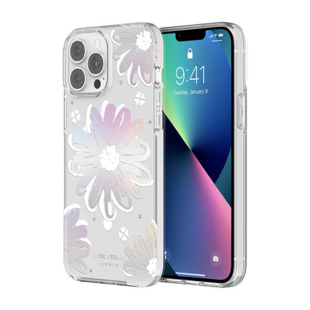 Kate Spade New York iPhone 13 Pro Max Protective Hardshell, Daisy Iridescent Foi